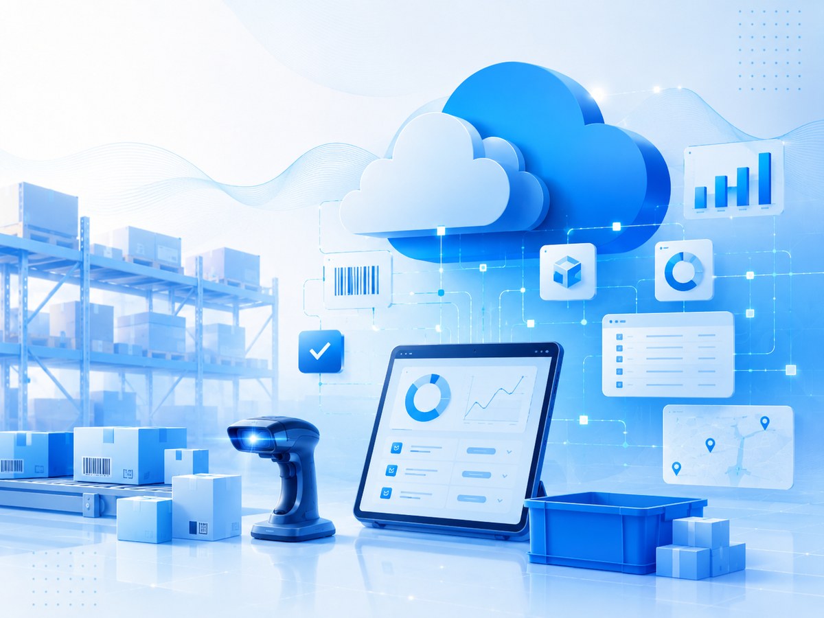 Cloud Inventory & Warehouse Control cloud software illustration