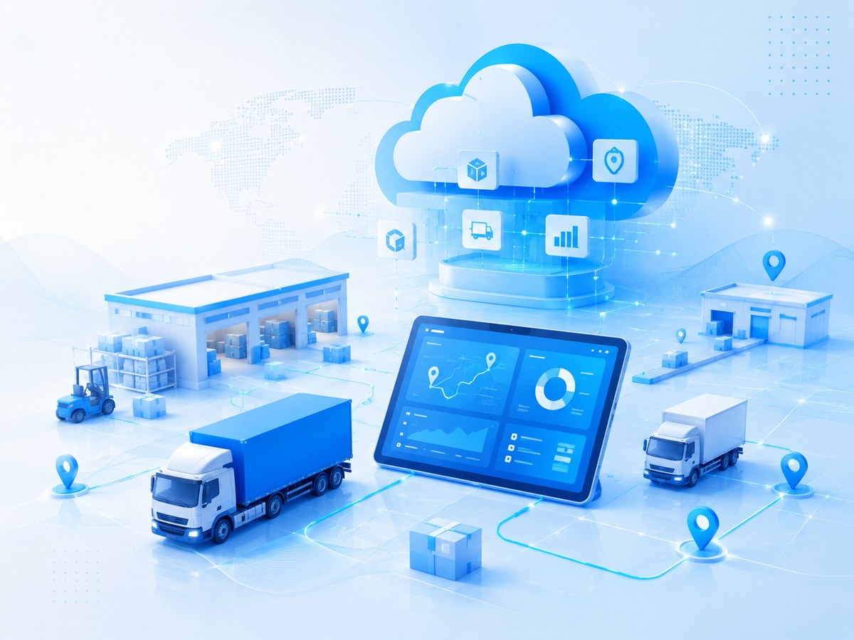 Cloud Logistics Management cloud software illustration