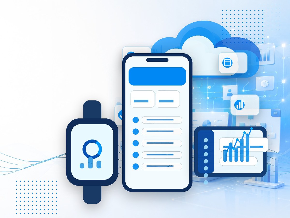 Mobile Apps & Cloud E-Sell cloud software illustration