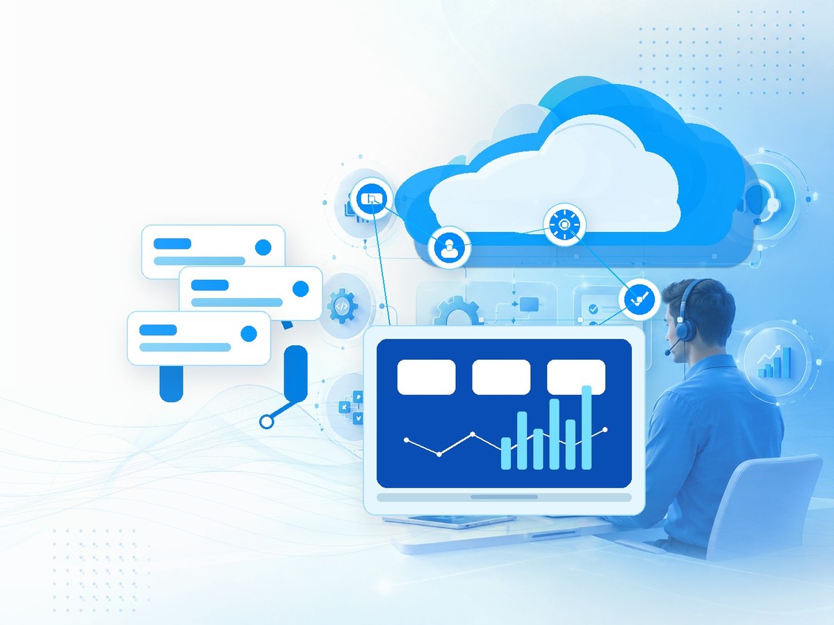 Cloud Support Ticketing cloud software illustration