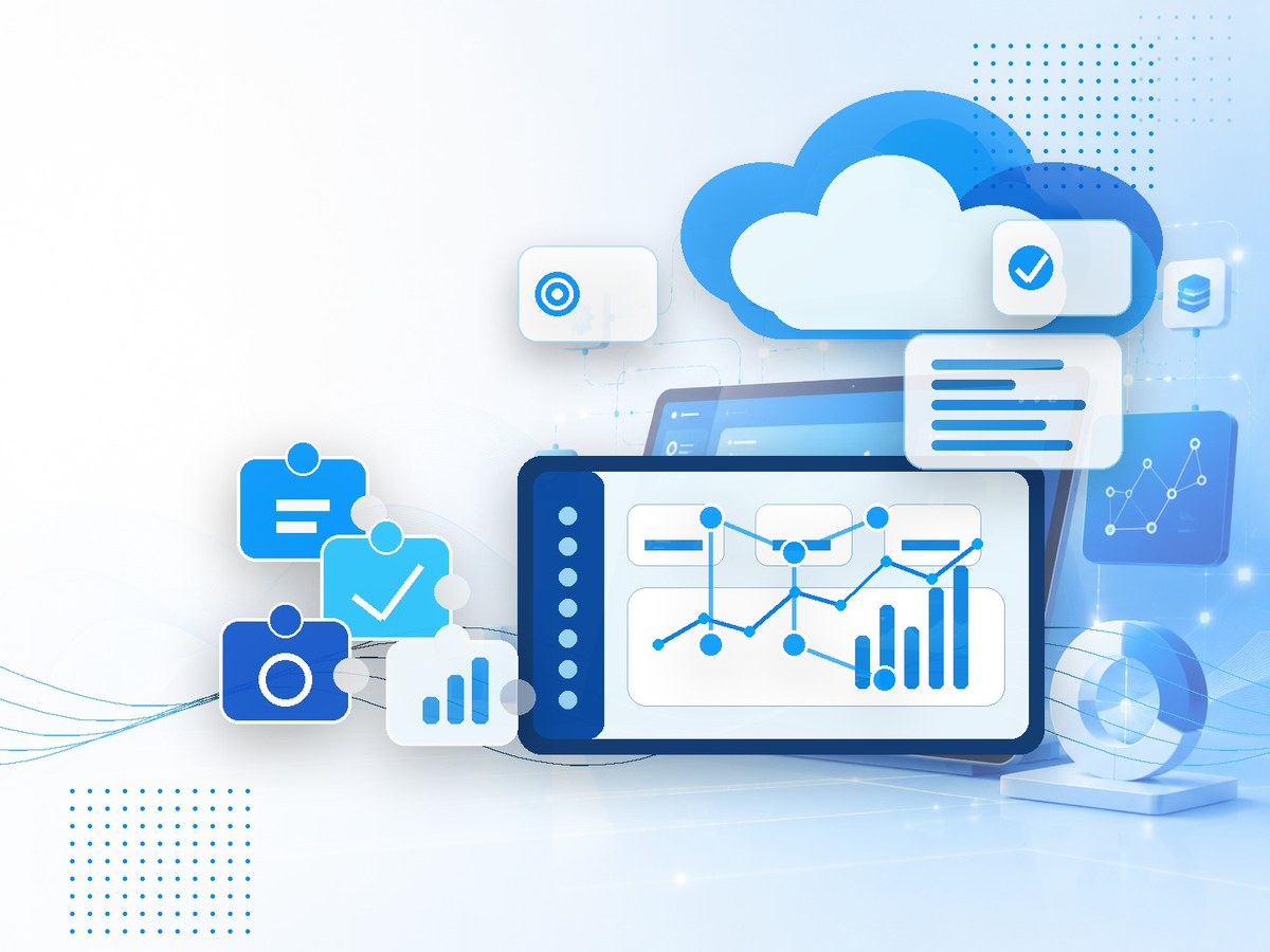 Customised Business Solutions cloud software illustration
